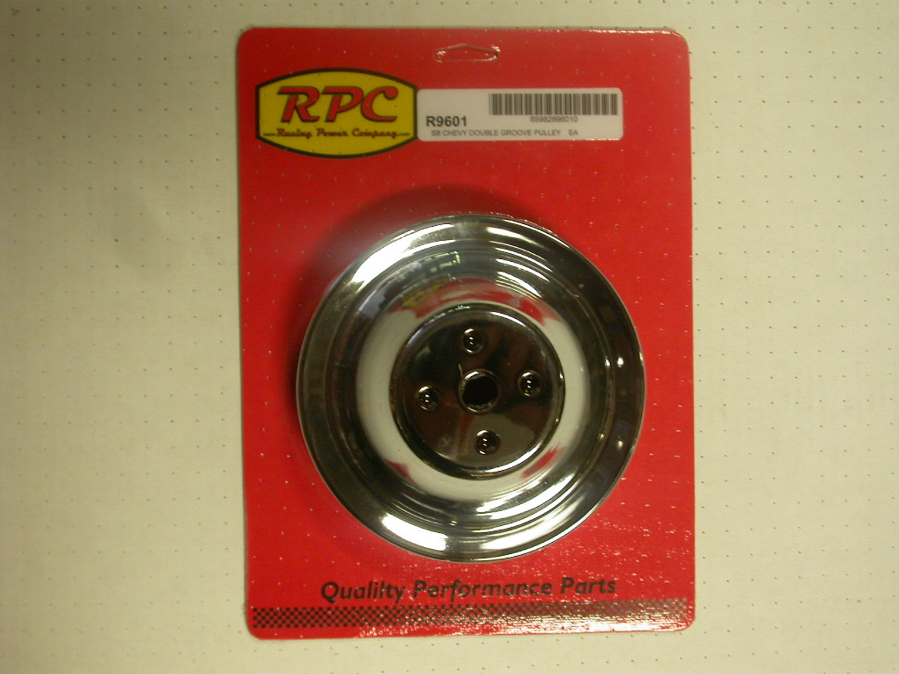 RPC SBC SWP 2-Groove Water Pump Pulley, Chrome