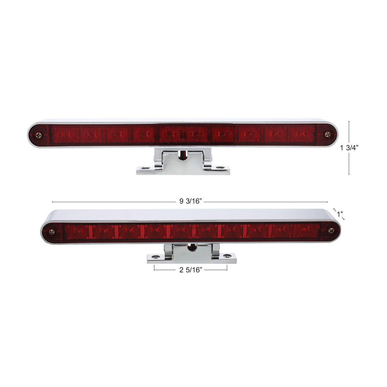 United Pacific  10 LED Dual Function 3rd Brake Light w/ Chrome Swivel Pedestal Base - Red LED/Red Len