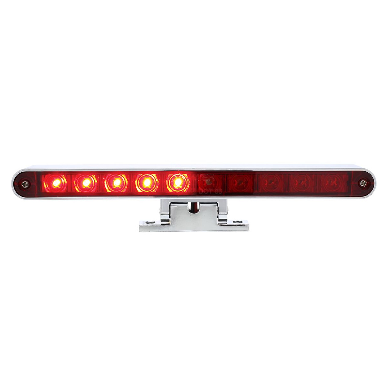 United Pacific  10 LED Split Function 3rd Brake Light w/ Chrome Swivel Pedestal Base - Red LED/Red Lens