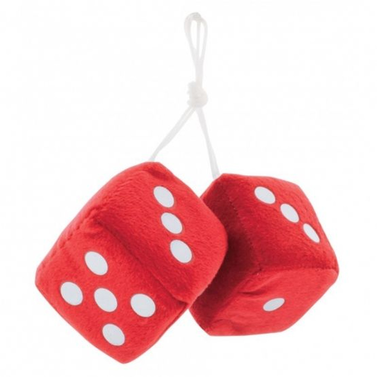 United Pacific  3" X 3" Classic Fuzzy Dice, Red (Pair)