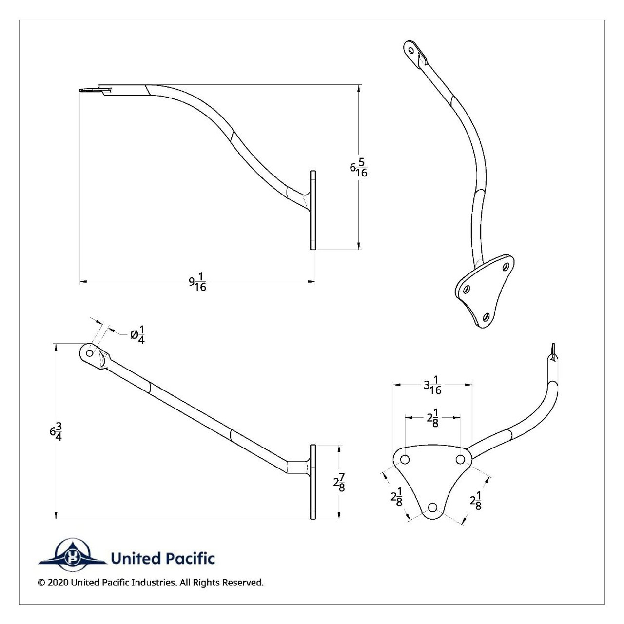 United Pacific  Chrome Exterior Mirror Arm For 1955-59 Chevy & GMC 2nd Series Truck - L/H