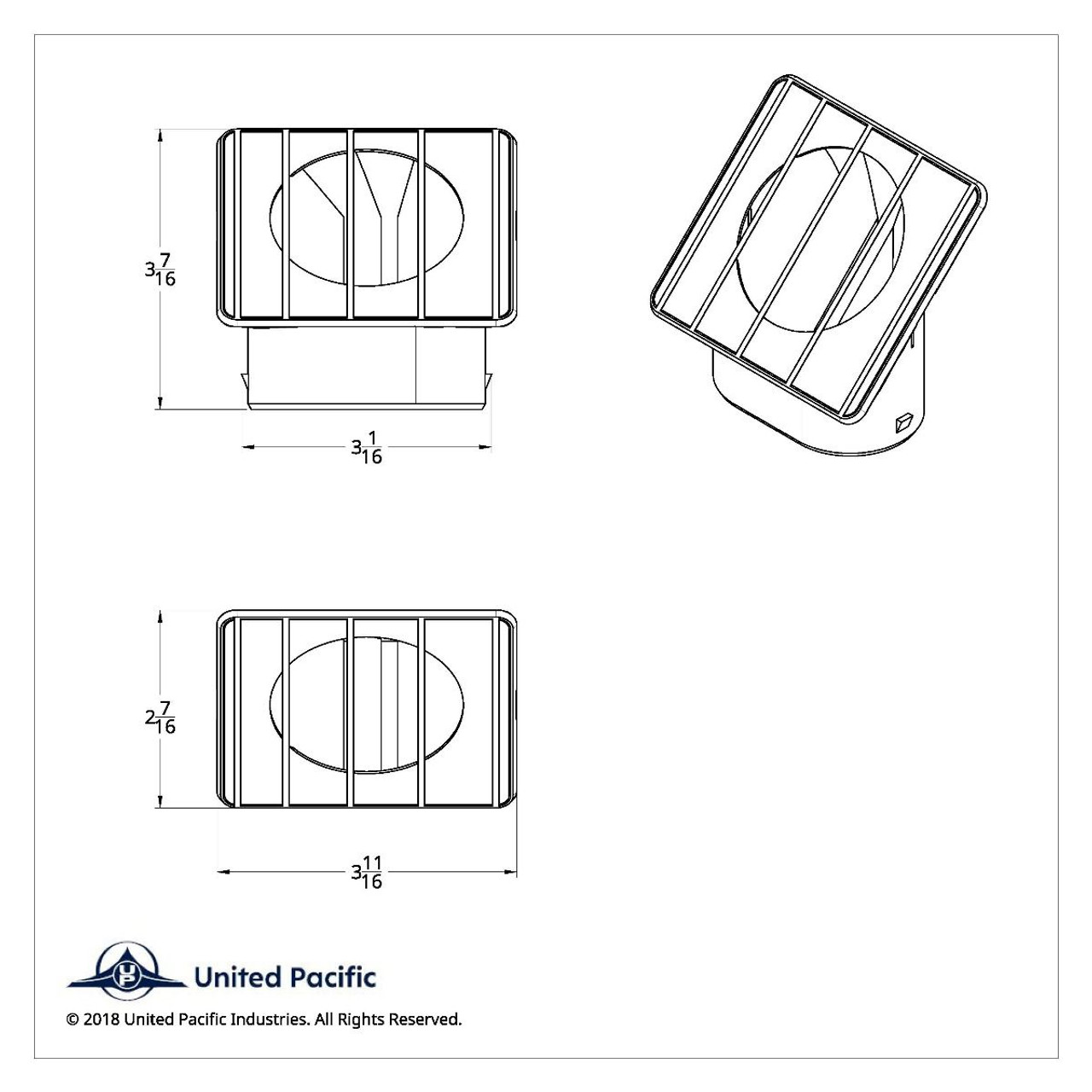 United Pacific  Black Defrost Duct For 1967-72 Chevy & GMC Truck - R/H