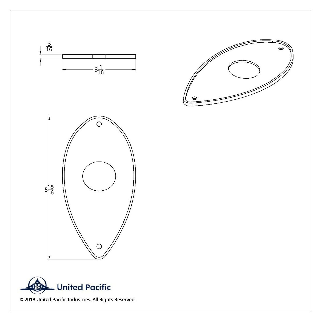 United Pacific  LED Tail Light Rubber Flush Mounting Pad For 1938-39 Chevy Passenger Car