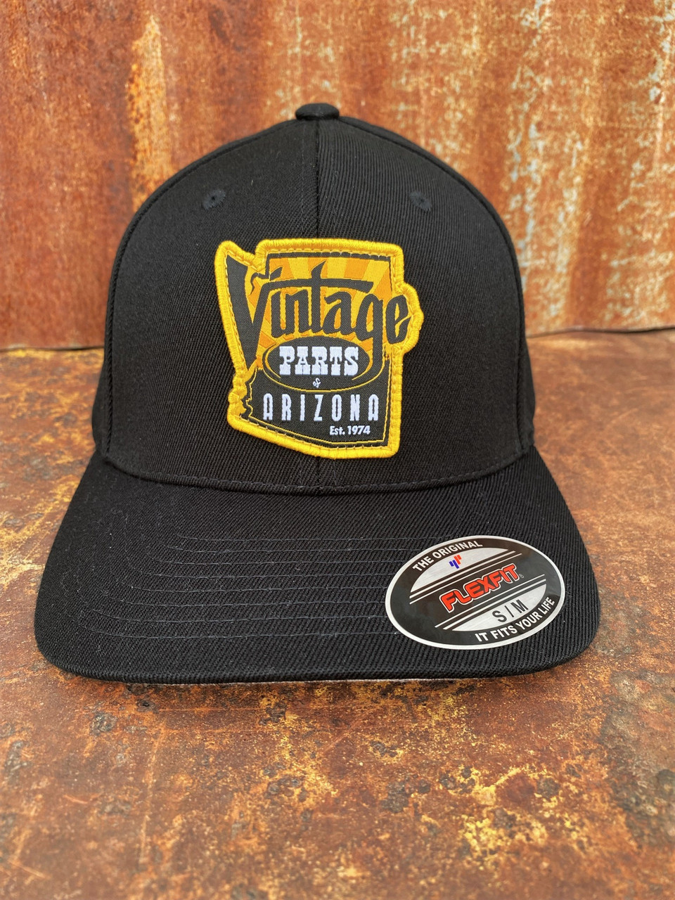 VPA Logo Flex Fit Flat Brim Hat-Black - Vintage Parts of Arizona