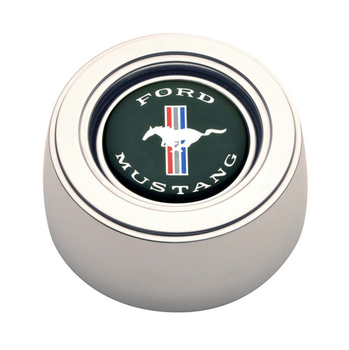 GT Performance GT3 Hi-Rise Mustang Logo Colored Horn Button, Polished