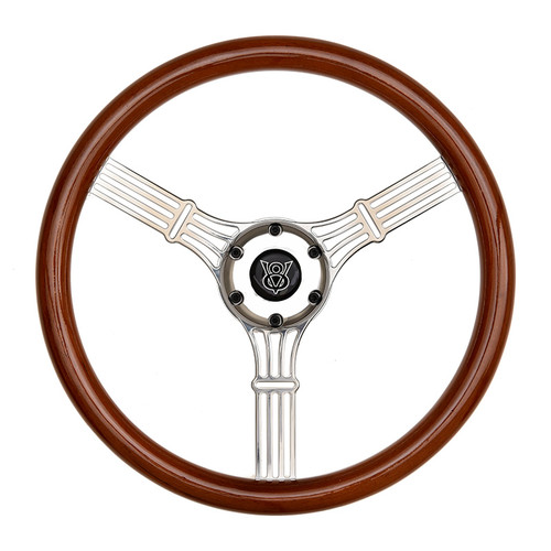GT Performance GT3 Retro Mustang Style Wood Wheel, Wood w/ Chrome