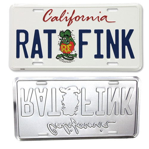 Mooneyes California "Rat Fink"  License Plate, White