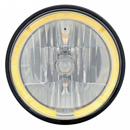 United Pacific 7" Crystal Headlight w/ LED Halo Ring, Amber LED