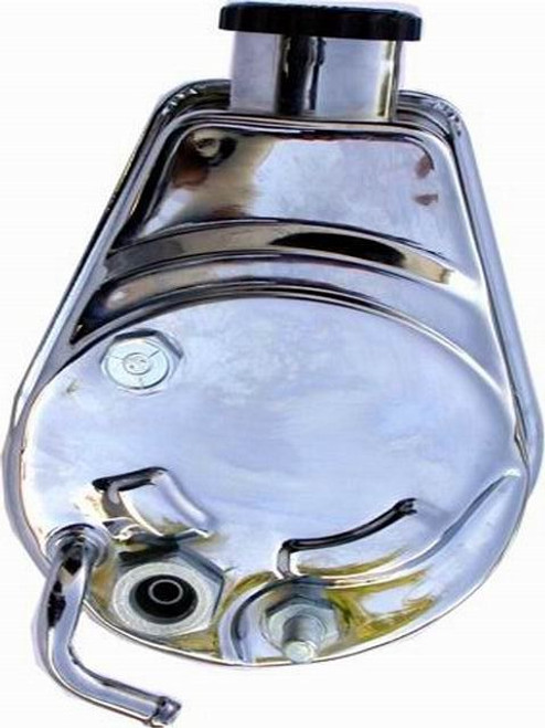 RPC 1970-74 GM Saginaw Power Steering Pump, Keyway Style, Chrome