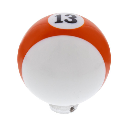 United Pacific Number "13" Pool Ball Gearshift Knob - Gloss Orange Striped