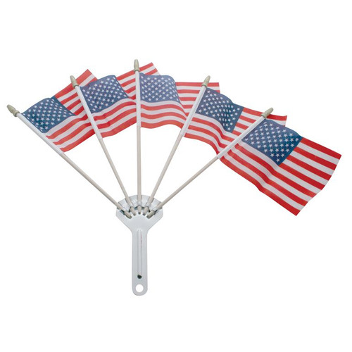 United Pacific  Stainless Steel Flag Holder With 5 U.S.A. Flags