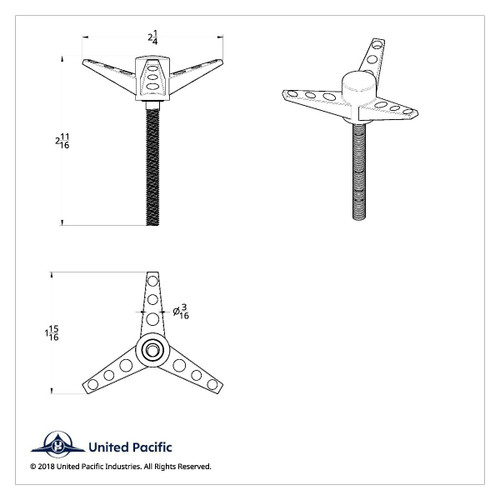 United Pacific  3-Wing Bolt For Air Cleaner