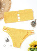 Ladder Cut Bandeau Smocked Bikini Set Swimwear