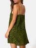 Shop Sexy Green V-Neck Button Women Leopard Sleeveless Dress Under  12