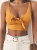 Camisole Tank Tops Basic Ribbed Bow Tie Crop Top