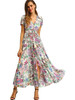 Shop Beautiful White Button Up Split Floral Print Flowy Party Maxi Dress Under 20