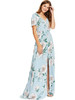 Buy Cheap Green Short Sleeves Floral Print Up Split Flowy Party Maxi Dress Under 20
