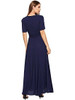 Buy 2020 Summer Navy Chiffon Short Sleeves Button Up Split Flowy Party Maxi Dress
