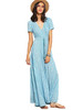 Shop 2020 Light Blue Chiffon Short Sleeves Button Up Split Flowy Party Maxi Dress Under 29