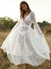 Beautiful White Lave Lace See-Through Trumpet Sleeve Maxi Dress Beautiful White Lave Lace See-Through Trumpet Sleeve Maxi Dress