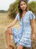 2012 New Beach Floral Short Sleeve Split-Joint Bohemian Short Dress