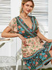 Buy Cheap Green Vintage  Flared Sleeves Print Flared Beach Mini Dress Under 24