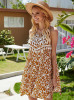 Buy Comfortable Summer Strap Suspenders Empire Yellow Polka-Dot Midi Mini Dress