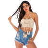 Stitching Long Tassel Hanging Spike Straps Neck Beach Bikini Casual Top