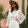 Loose Collar Sexy Hollow Stitching Woven Blouse Short Wild Shirt