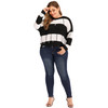 Shop New Arrival Plus Size Backless Black And White Striped Tassel Irregular Pullover Sweater