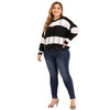 Shop New Arrival Plus Size Backless Black And White Striped Tassel Irregular Pullover Sweater