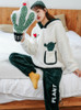 Shop 2020 Women White Green Cactus Coral Velvet Pajamas Sleepwear Under 45