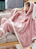 Shop 2021 Thick Warm Coral Fleece Bat Sleeves Rabbit Ears Light Pink Suit Pajamas Under 48