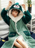 Shop New Arrival Coral Velvet Warm Pajamas Bathrobe Green Mosaic Sleepwear Under 58