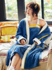 Shop 2021 Two-Piece Suit Long Bathrobe Fleece Nightgown Sling Pajamas Under 55