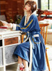 Shop 2021 Two-Piece Suit Long Bathrobe Fleece Nightgown Sling Pajamas Under 55