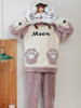 Shop 2021 Purple Bear'S Paw Warm Plus Velvet Padded Flannel Pajamas Under 45
