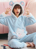 Shop 2021 Blue Penguin Polar Bear Pajamas Female Coral Fleece Thick Sleepwear Under 45
