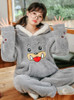 Shop 2021 Women Gray Seal Warm Velvet Thick Flannel Pajamas Sleepwear Under 45