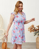 Print Flower Plus Size Sleeve Knee Length Beach Summer Dress