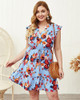 Print Flower Plus Size Sleeve Knee Length Beach Summer Dress