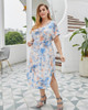 Shop 2021 Plus Size Colorful Short Sleeved Tether Waist Tie Dye Dress Under 27