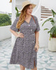 Buy 2021 Plus Size Blue Print Summer New Arrival Short Sleeve Dress Under 27