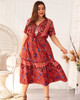 Shop 2021 Boho Half Sleeve V Neck Print Plus Size Beach Summer Dress Under 26