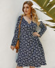 Shop 2021 Print Floral Blue V Neck Cotton Plus Size Summer Dress Under 23