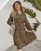 Shop Cheap Leopard Long Sleeve Plus Size  V Neck Summer Dress Under 23