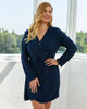 Shop 2021 Dark Blue V Neck Long Sleeve Plus Size Dress Under 25
