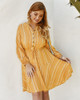 Shop 2021 Plus Size Yellow Striped V Neck Cotton Summer Dress Under 23