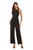 Solid Color  Casual Button Halter Sleeveless High Waist Jumpsuit Romper
