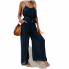 Casual Sleeveless Solid Color Lounge Pajama Jumpsuit